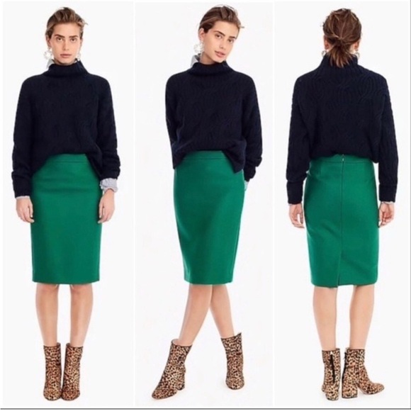 J. Crew Dresses & Skirts - J Crew Skirt Women 0 Green Wool NO. 2 Pencil Ladies Lined Classic Fall Autumn